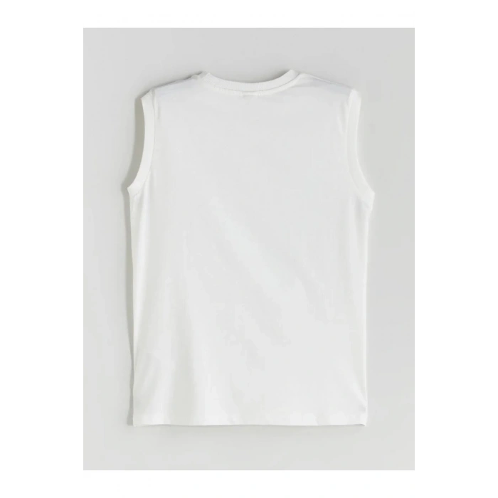 LCW Kids Ekru Bisiklet Yaka Erkek Çocuk Atlet