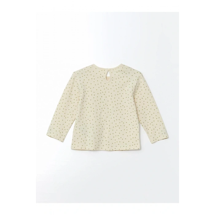 LCW Kids Ekru Bisiklet Yaka Kelebekli Kız Çocuk Tişört ve Tayt 2li