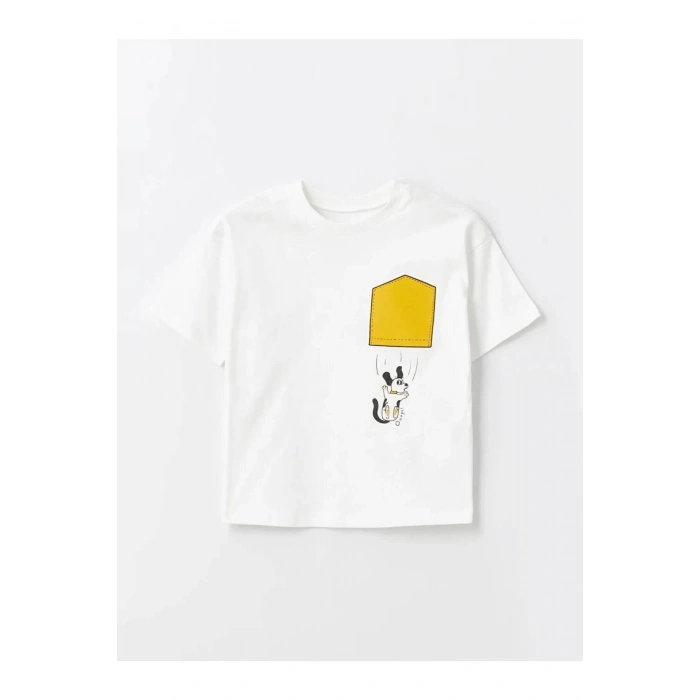 LCW Kids Ekru Bisiklet Yaka Kısa Kollu Erkek Bebek Tişört ve Eşofman Alt Takım