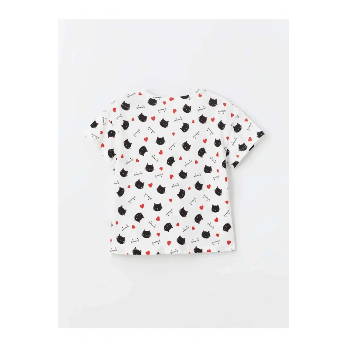 LCW Kids Ekru Bisiklet Yaka Kısa Kollu Kız Bebek Tişört ve Tayt 2li Takım