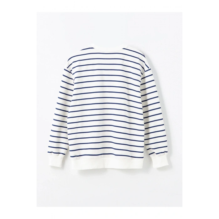 LCW Kids Ekru Bisiklet Yaka Kız Çocuk Kalın Sweatshirt