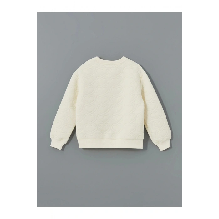 LCW Kids Ekru Bisiklet Yaka Kız Çocuk Sweatshirt ve Tayt