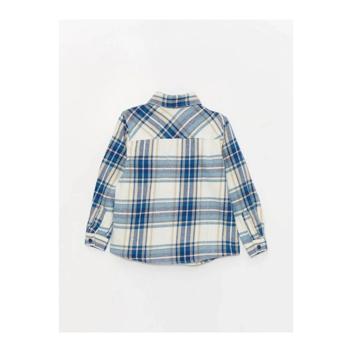 LCW Kids Ekru Ekose Uzun Kollu Erkek Çocuk Gömlek