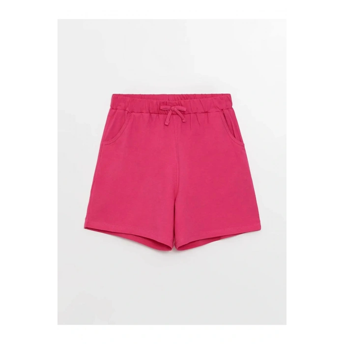 LCW Kids Fuşya Beli Lastikli Basic Kız Çocuk Şort