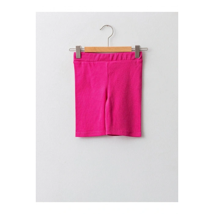 LCW Kids Fuşya Beli Lastikli Basic Pamuklu Kız Çocuk Kısa Tayt