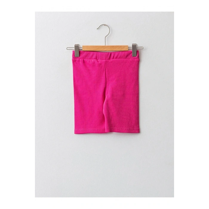 LCW Kids Fuşya Beli Lastikli Basic Pamuklu Kız Çocuk Kısa Tayt