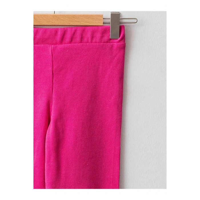 LCW Kids Fuşya Beli Lastikli Basic Pamuklu Kız Çocuk Kısa Tayt