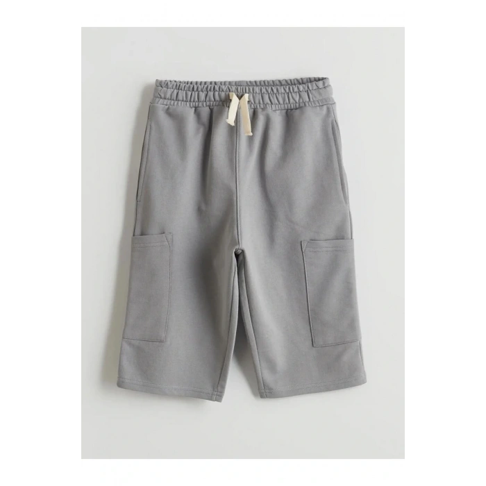 LCW Kids Gri Beli Lastikli Basic Erkek Çocuk Kargo Şort