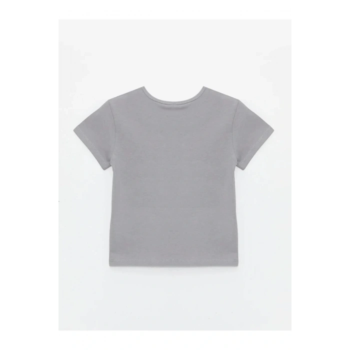 LCW Kids Gri Bisiklet Yaka Basic Kız Bebek Tişört 3lü