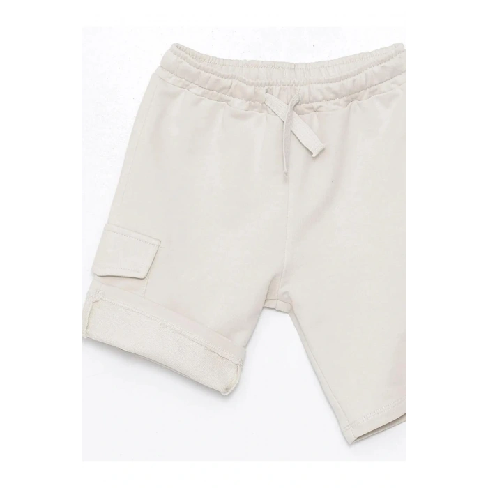 LCW Kids Gri Bisiklet Yaka Baskılı Erkek Bebek Tişört ve Şort 2li Takım