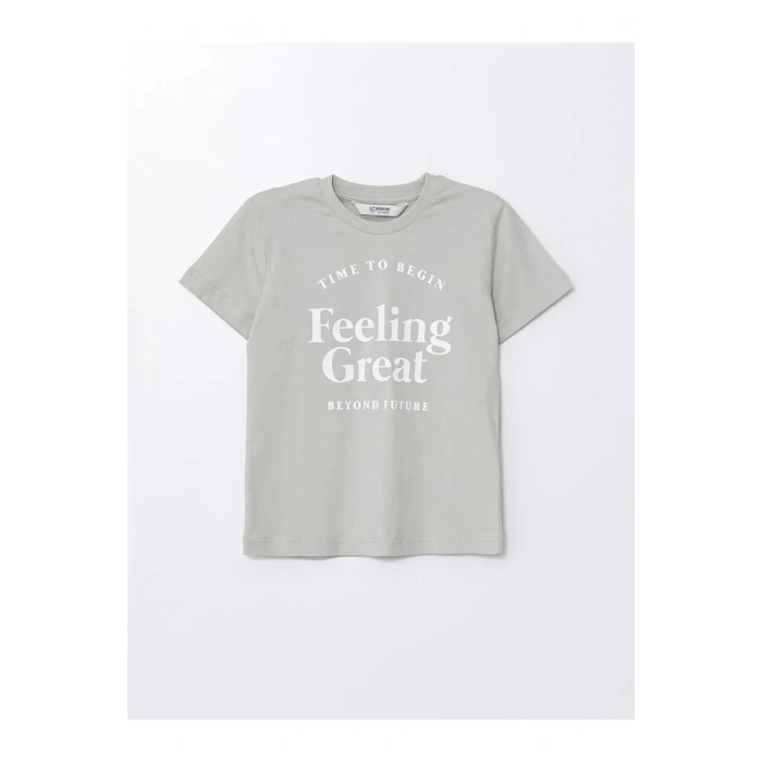 LCW Kids Gri Bisiklet Yaka Erkek Çocuk Tişört ve Bermuda