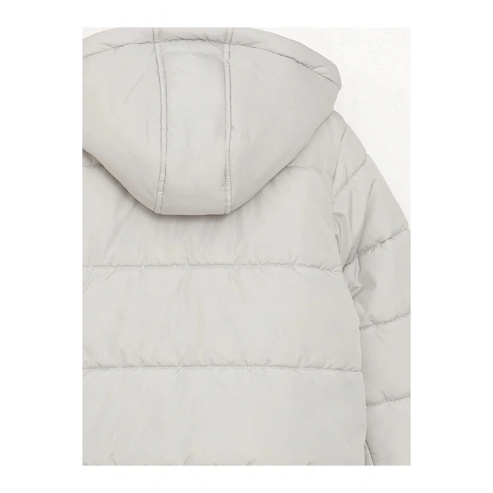 LCW Kids Gri Kapüşonlu Kız Çocuk Kaban