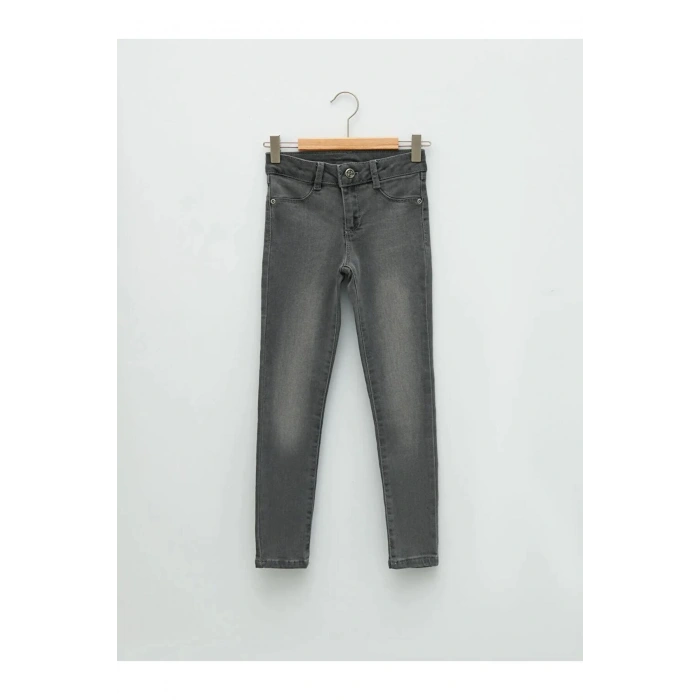 LCW Kids Gri Skinny Fit Kız Çocuk Jean Pantolon