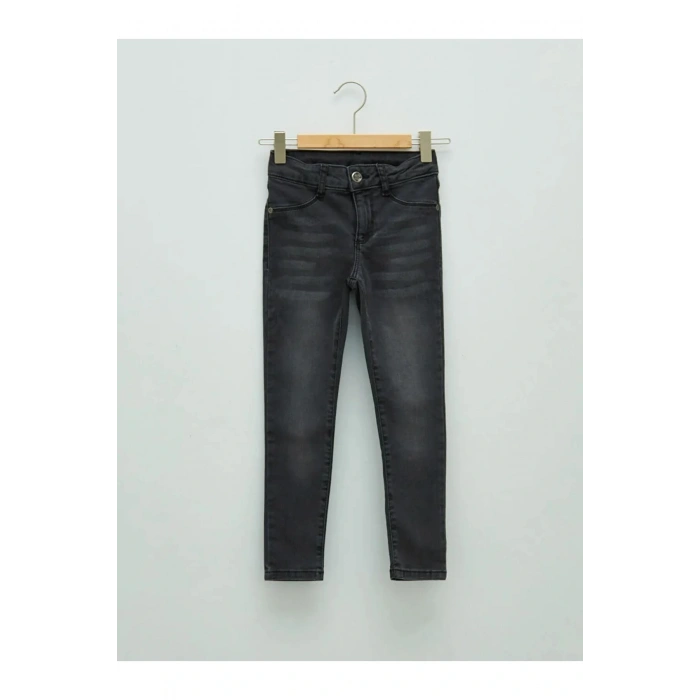 LCW Kids Gri Skinny Fit Kız Çocuk Jean Pantolon