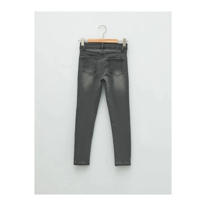 LCW Kids Gri Skinny Fit Kız Çocuk Jean Pantolon