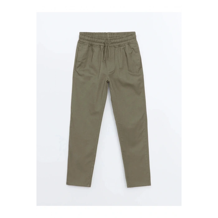 LCW Kids Haki Beli Lastikli Keten Karışımlı Erkek Çocuk Pantolon