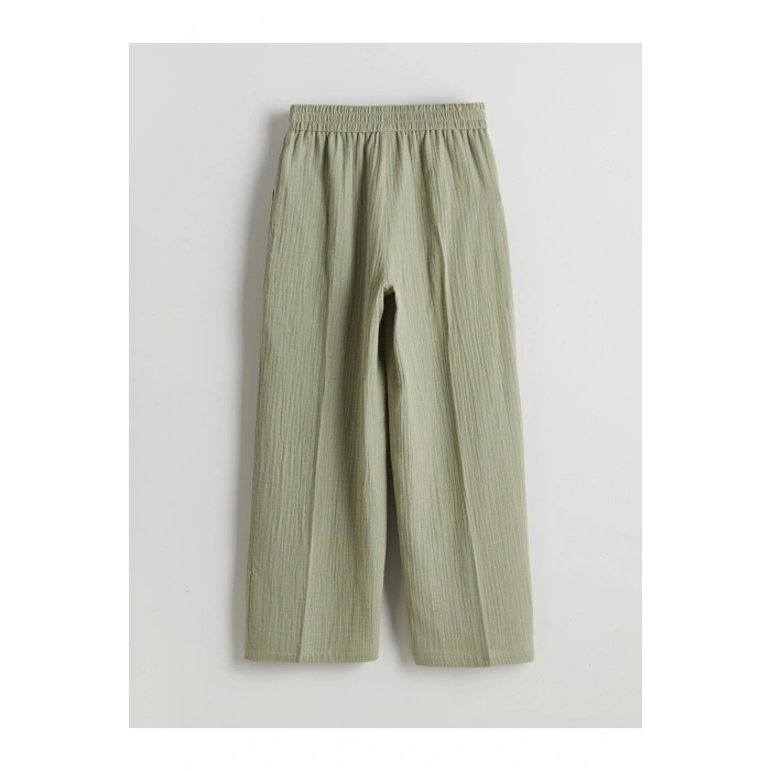 LCW Kids Haki Beli Lastikli Müslin Kız Çocuk Pantolon