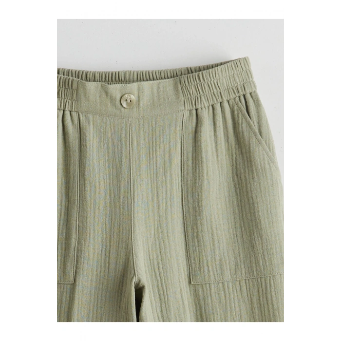 LCW Kids Haki Beli Lastikli Müslin Kız Çocuk Pantolon