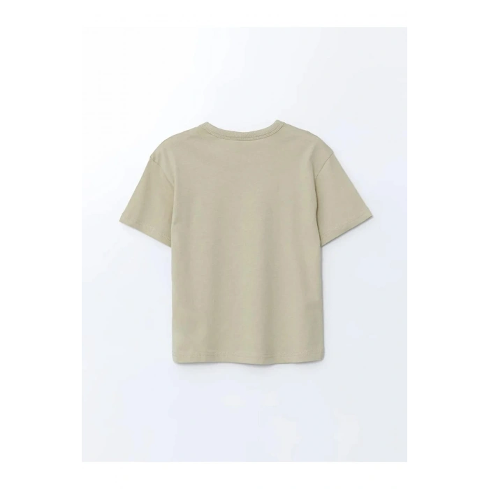 LCW Kids Haki Bisiklet Yaka Yazı Baskılı Erkek Çocuk Tişört