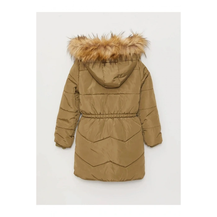 LCW Kids Haki Kapüşonlu Basic Kız Çocuk Parka