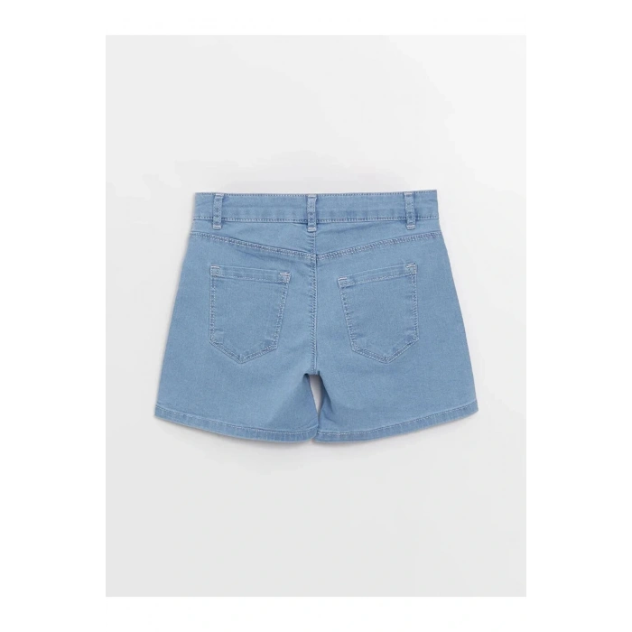 LCW Kids İndigo Baskılı Kız Çocuk Jean Şort