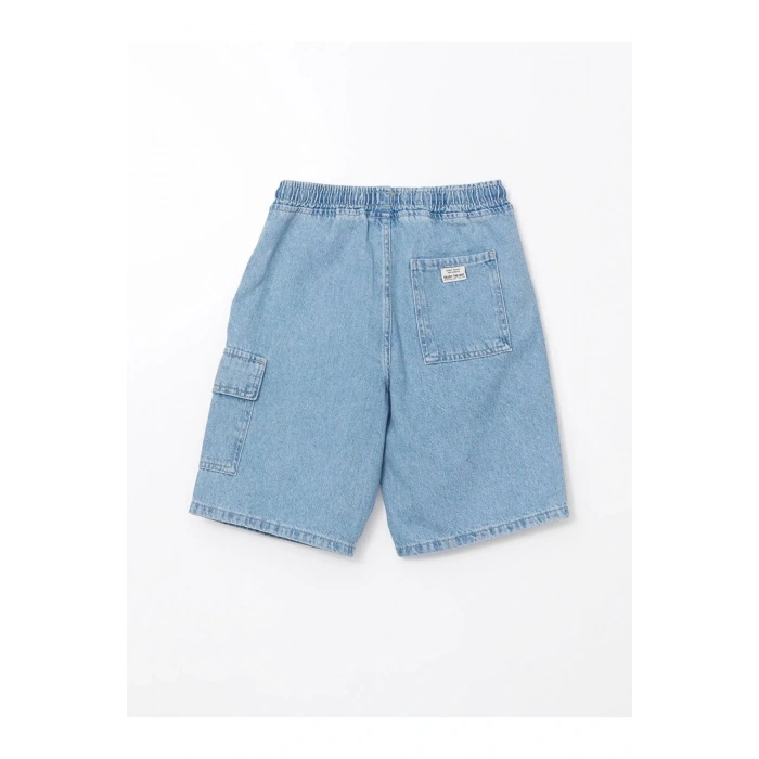 LCW Kids Indigo Beli Lastikli %100 Pamuk Erkek Çocuk Kargo Jean Şort