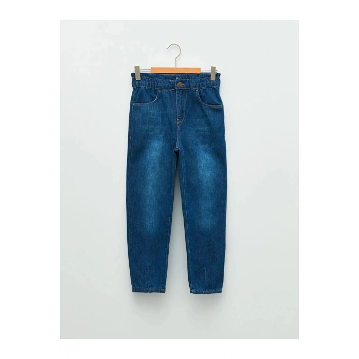 LCW Kids İndigo Beli Lastikli Kız Çocuk Jean Pantolon