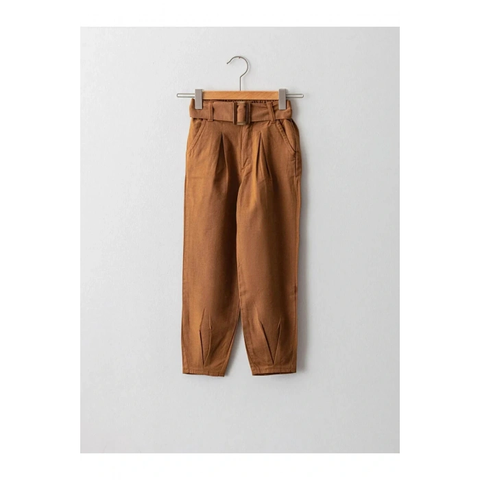 LCW Kids Kahverengi Beli Lastikli Basic Kız Çocuk Pantolon