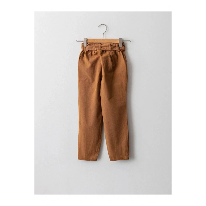 LCW Kids Kahverengi Beli Lastikli Basic Kız Çocuk Pantolon