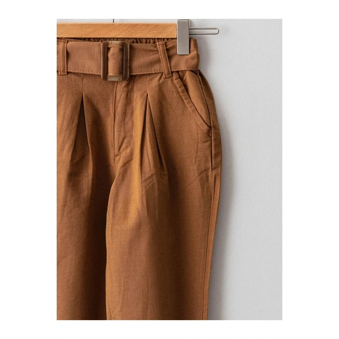 LCW Kids Kahverengi Beli Lastikli Basic Kız Çocuk Pantolon