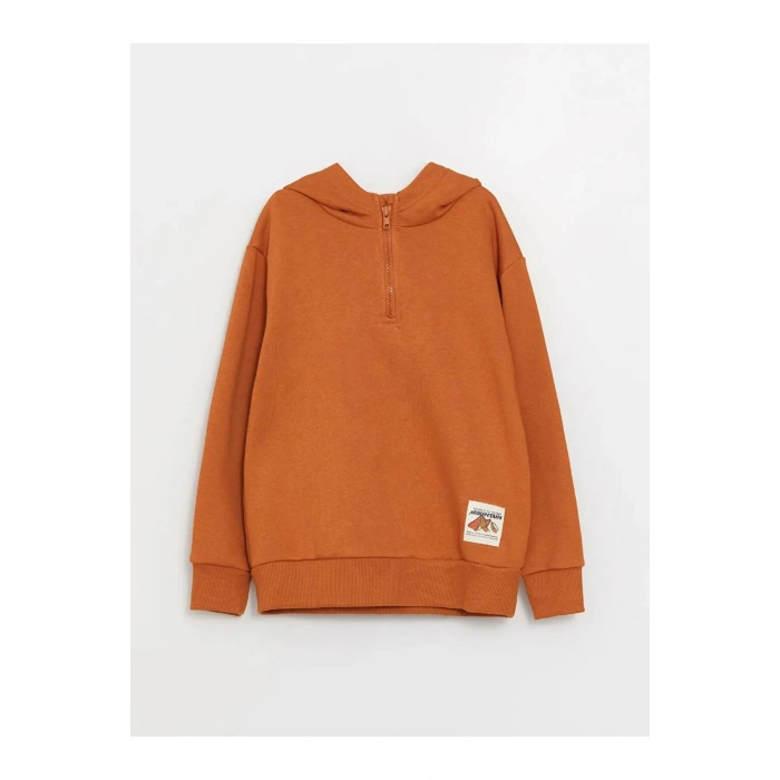 LCW Kids Kahverengi Rahat Kalıp Baskılı Erkek Çocuk Hoodie