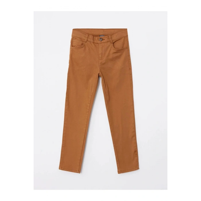 LCW Kids Kahverengi Super Skinny Fit Basic Gabardin Erkek Çocuk Pantolon