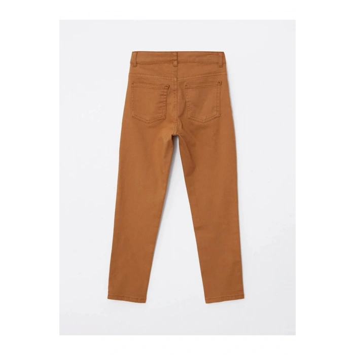 LCW Kids Kahverengi Super Skinny Fit Basic Gabardin Erkek Çocuk Pantolon