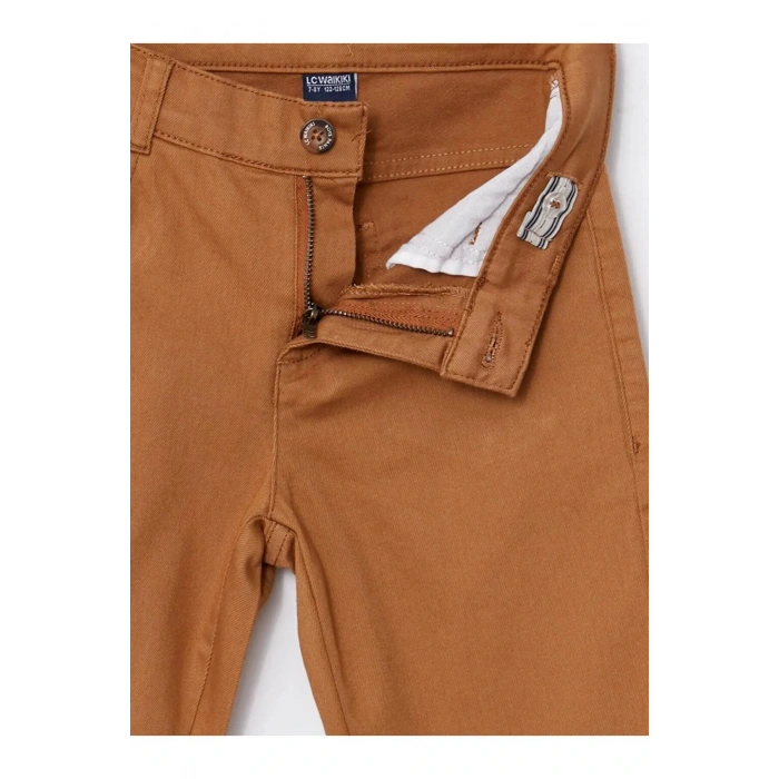LCW Kids Kahverengi Super Skinny Fit Basic Gabardin Erkek Çocuk Pantolon