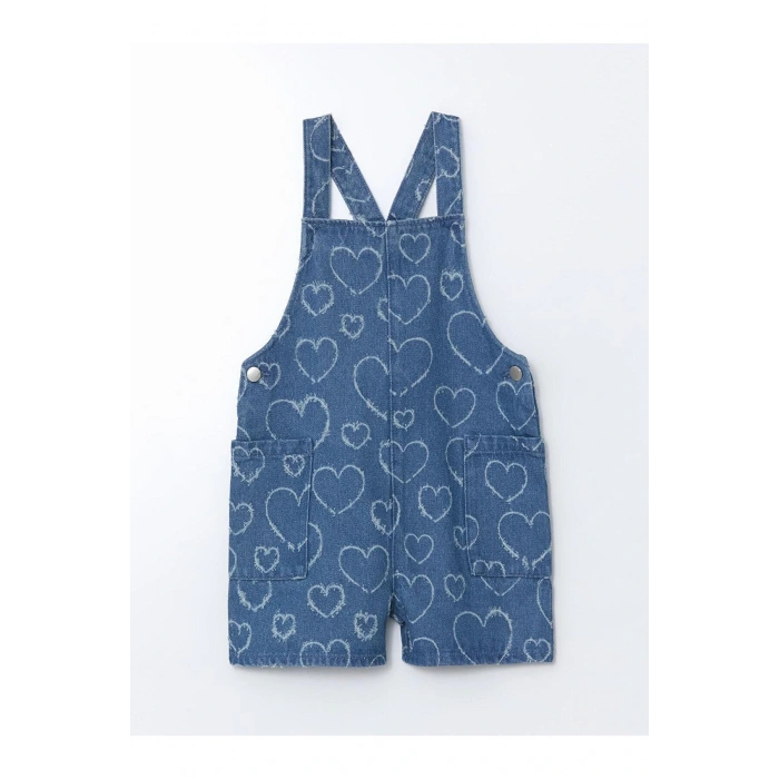 LCW Kids Kare Yaka Baskılı Kız Çocuk Jean Salopet (S5)