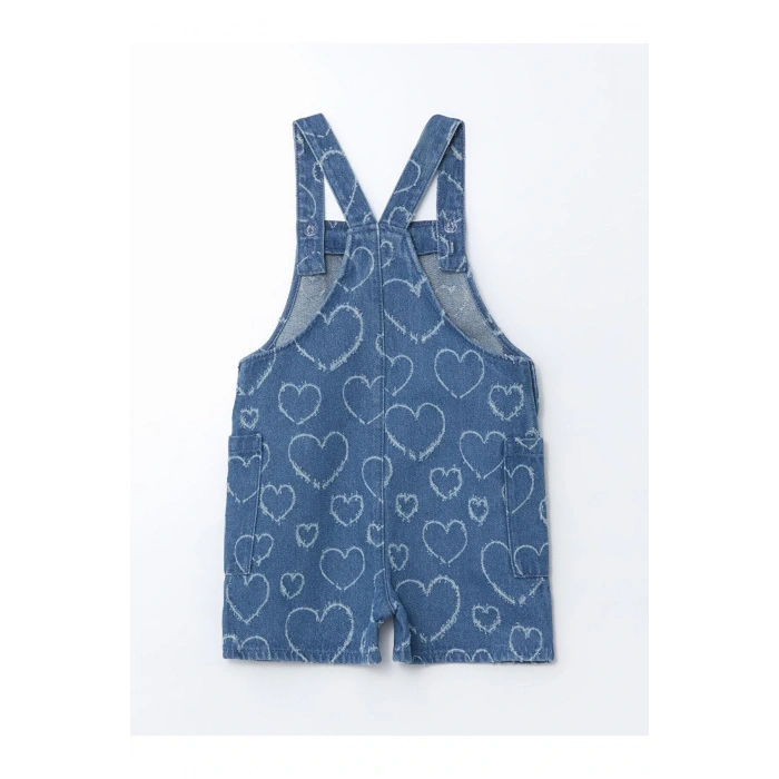 LCW Kids Kare Yaka Baskılı Kız Çocuk Jean Salopet (S5)