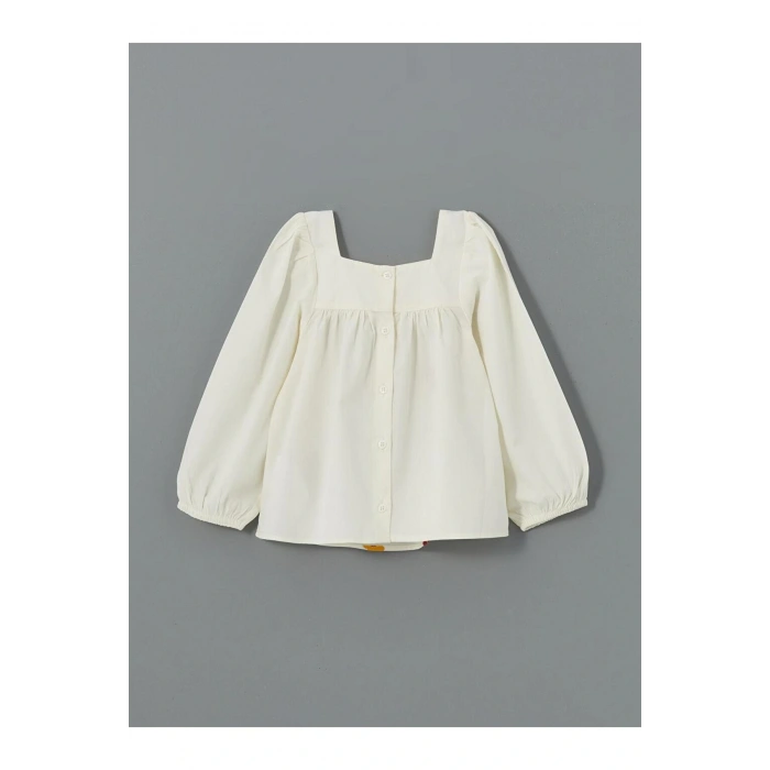 LCW Kids  Kare Yaka Nakışlı Kız Bebek Bluz