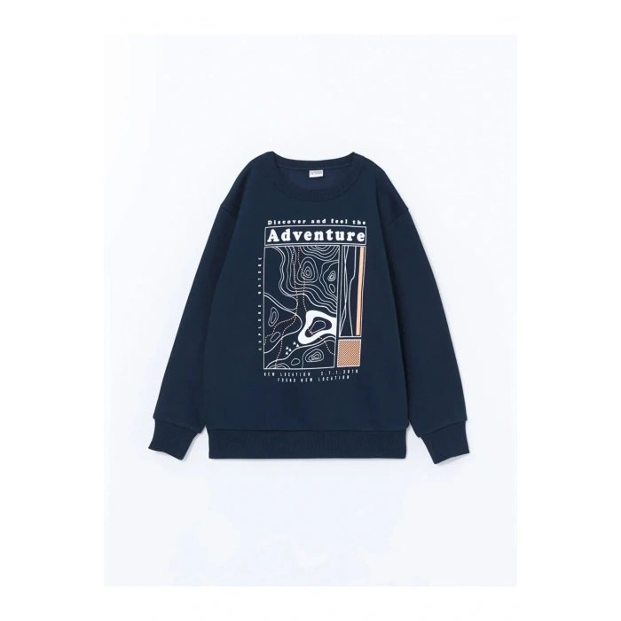 LCW Kids Lacivert Bisiklet Yaka Erkek Çocuk Sweatshirt