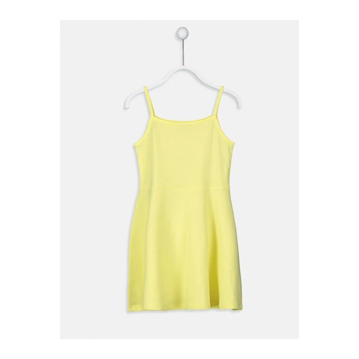 LCW Kids Lacivert Kare Yaka Askılı Pamuklu Kız Çocuk Elbise 2li