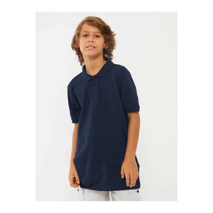 LCW Kids Lacivert Okulun En Havalı Polo Yaka Erkek Çocuk Tişörtü