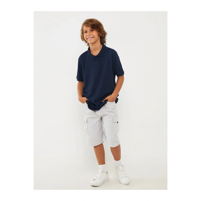 LCW Kids Lacivert Okulun En Havalı Polo Yaka Erkek Çocuk Tişörtü