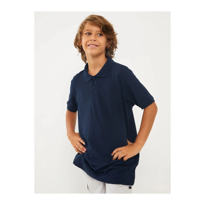 LCW Kids Lacivert Okulun En Havalı Polo Yaka Erkek Çocuk Tişörtü
