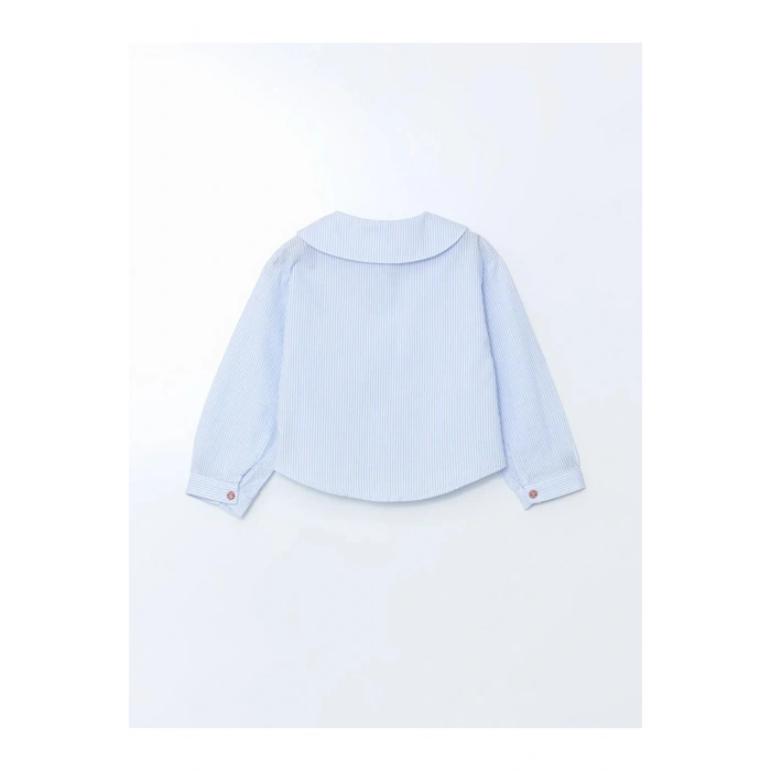 LCW Kids Mavi Bebe Yaka Çizgili Kız Çocuk Gömlek