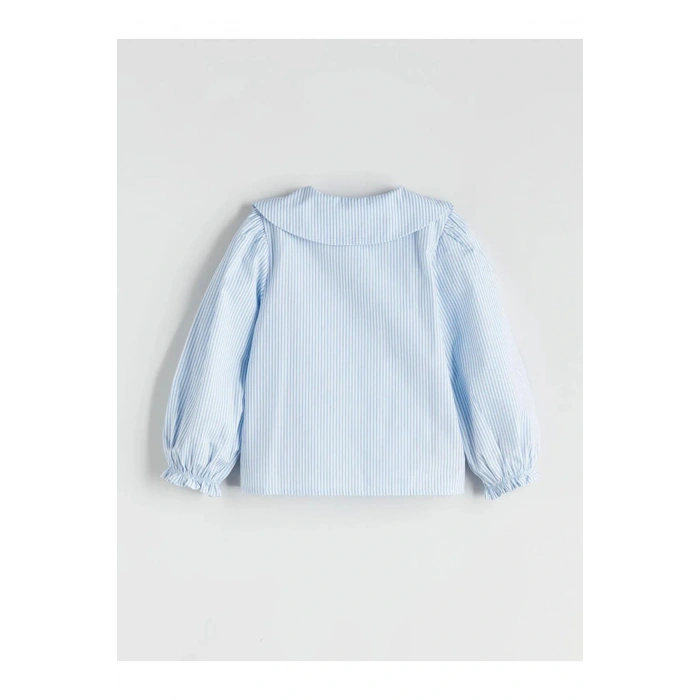 LCW Kids Mavi Bebe Yaka Fiyonk Detaylı Kız Çocuk Gömlek