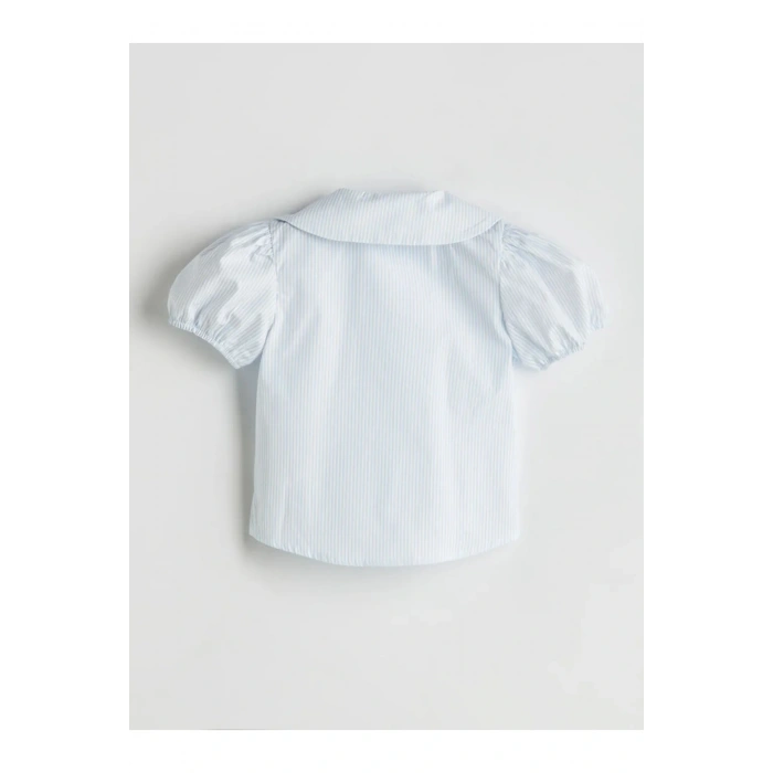 LCW Kids Mavi Bebe Yaka Kız Çocuk Pamuklu Gömlek