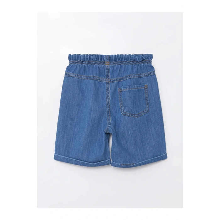LCW Kids Mavi Beli Lastikli Baskılı Erkek Bebek Jean Şort
