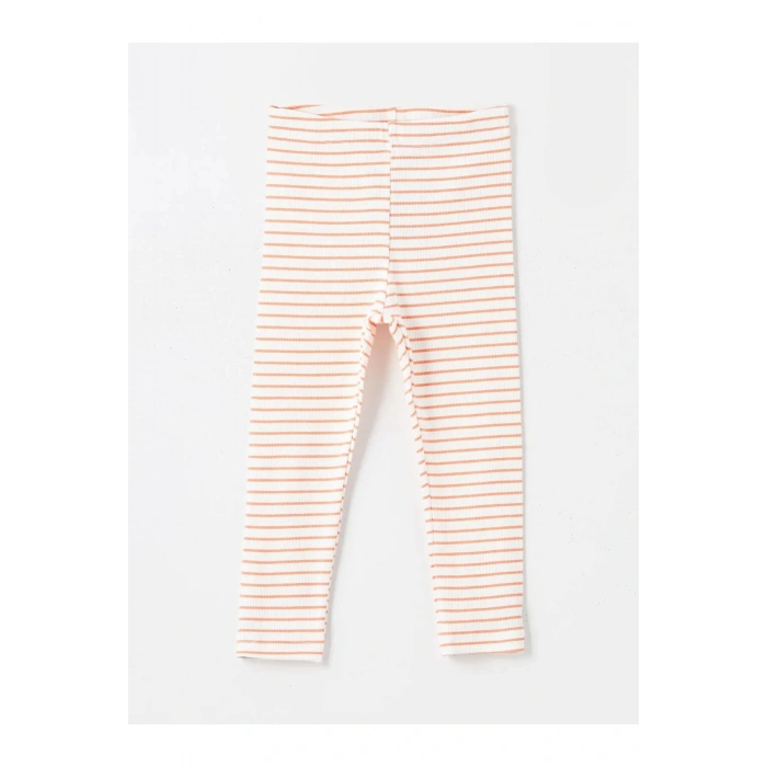 LCW Kids Mavi Beli Lastikli Çizgili Kız Bebek Tayt 3lü