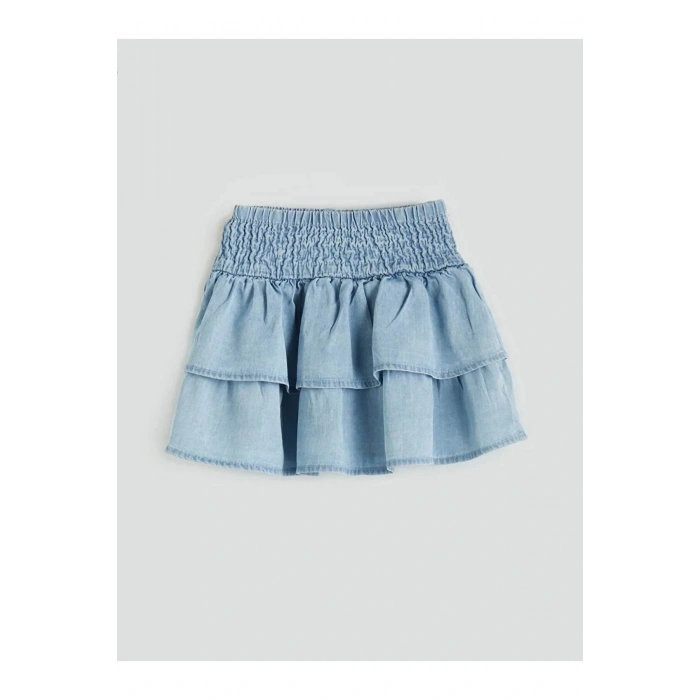 LCW Kids Mavi Beli Lastikli Kız Çocuk Jean Etek