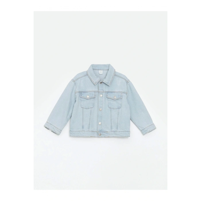 Lcw Kids Mavi Gömlek Yaka Basic Kız Çocuk Jean Ceket