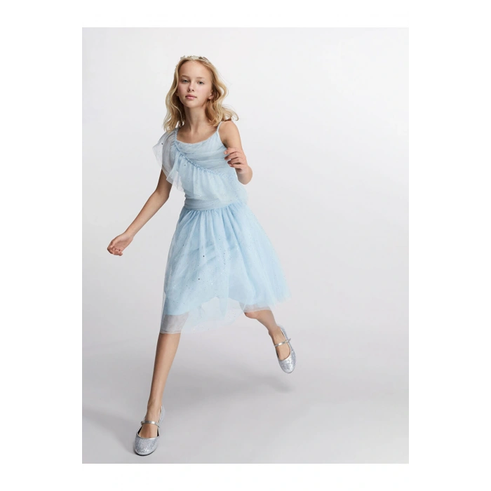 LCW Kids Mavi Işıltılı Kız Çocuk Abiye Elbise S5FB60Z4NVY25
